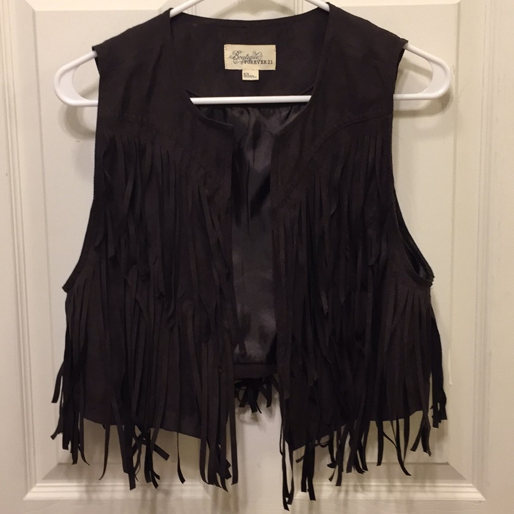 Faux suede fringe vest